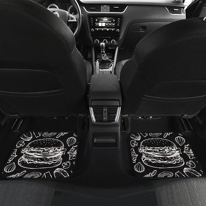 Black And White Hamburger Print Front and Back Car Floor Mats