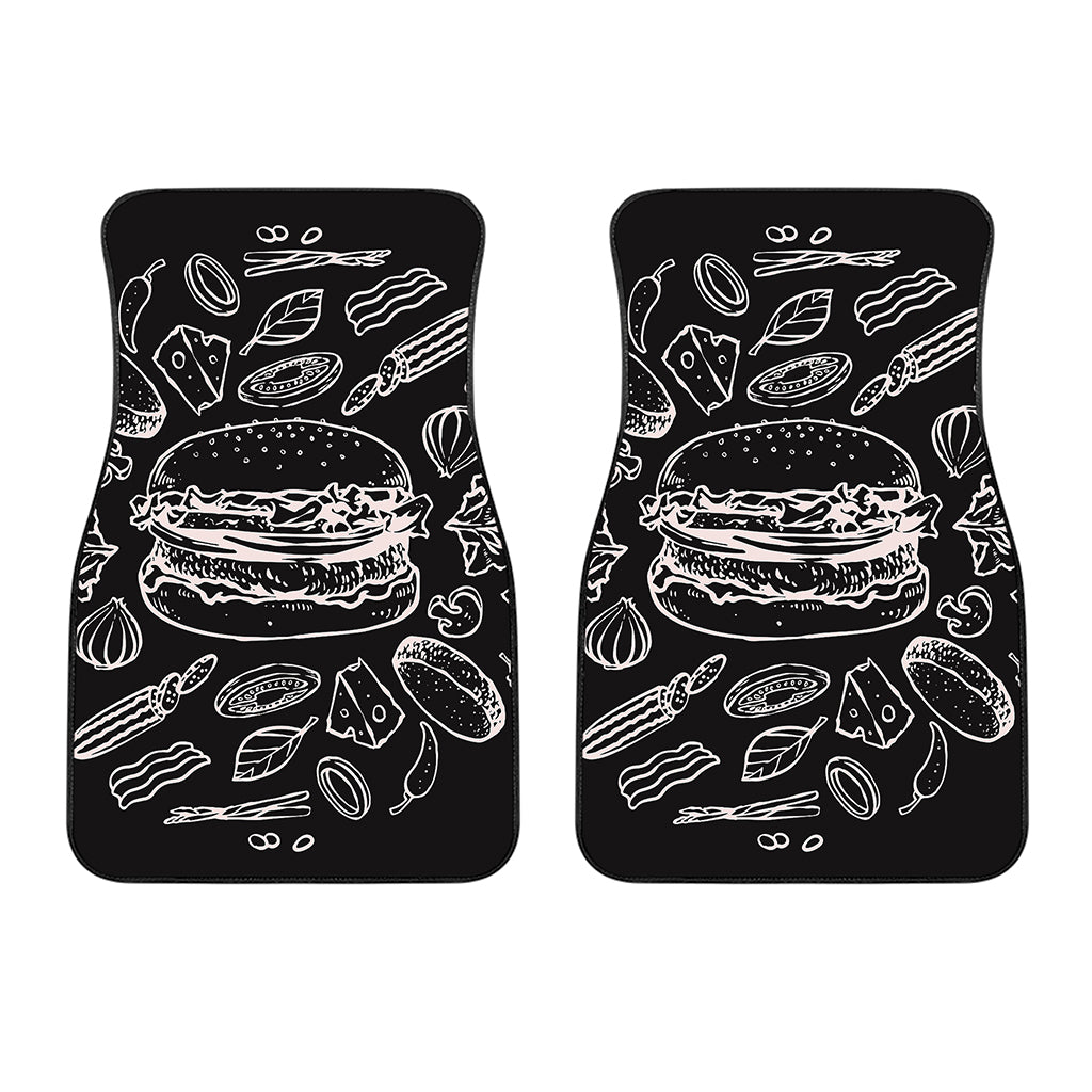 Black And White Hamburger Print Front Car Floor Mats