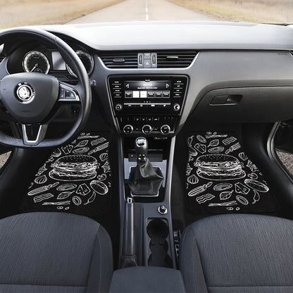 Black And White Hamburger Print Front Car Floor Mats