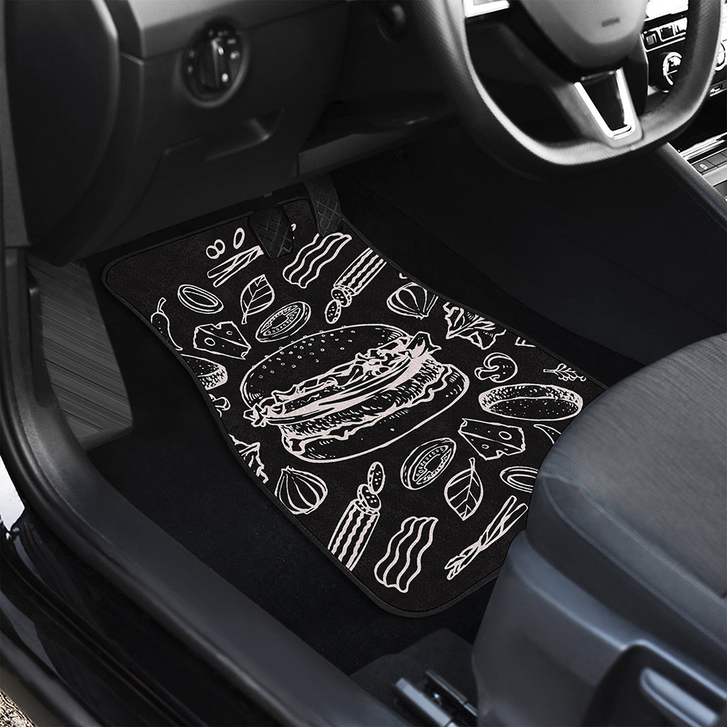 Black And White Hamburger Print Front Car Floor Mats