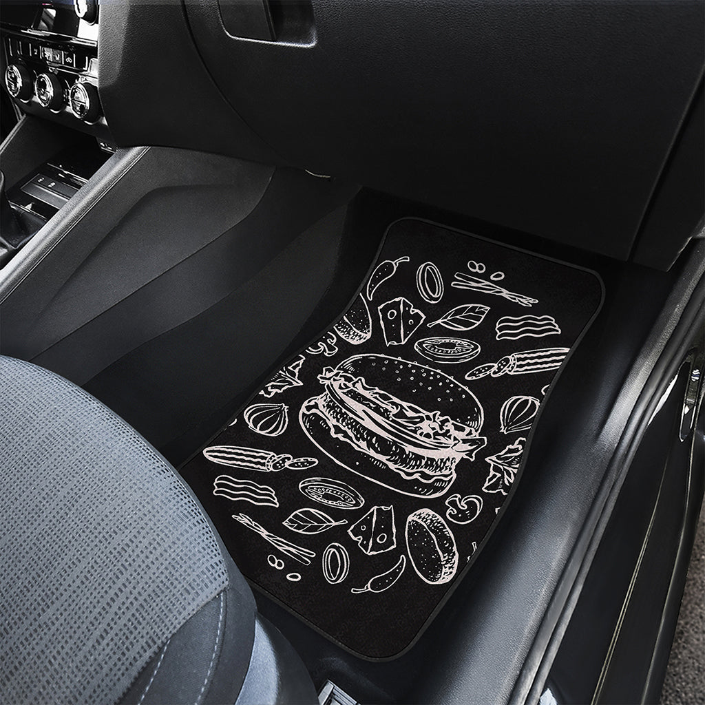 Black And White Hamburger Print Front Car Floor Mats