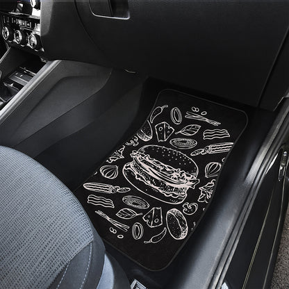Black And White Hamburger Print Front Car Floor Mats