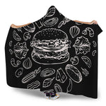 Black And White Hamburger Print Hooded Blanket