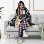 Black And White Hamburger Print Hooded Blanket