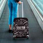 Black And White Hamburger Print Luggage Cover