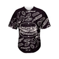Black And White Hamburger Print Men's Baseball Jersey