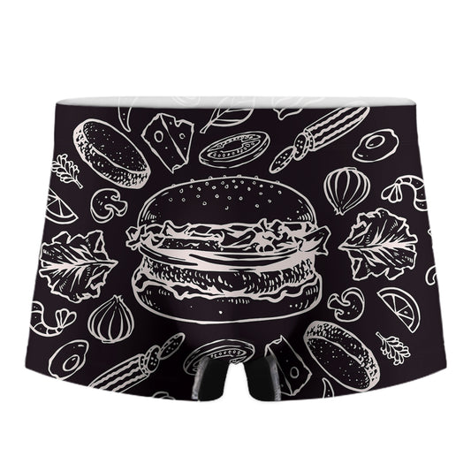 Black And White Hamburger Print Men's Boxer Briefs