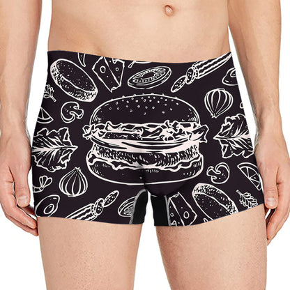 Black And White Hamburger Print Men's Boxer Briefs