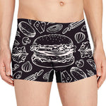 Black And White Hamburger Print Men's Boxer Briefs