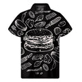 Black And White Hamburger Print Men's Short Sleeve Shirt