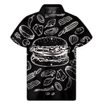 Black And White Hamburger Print Men's Short Sleeve Shirt