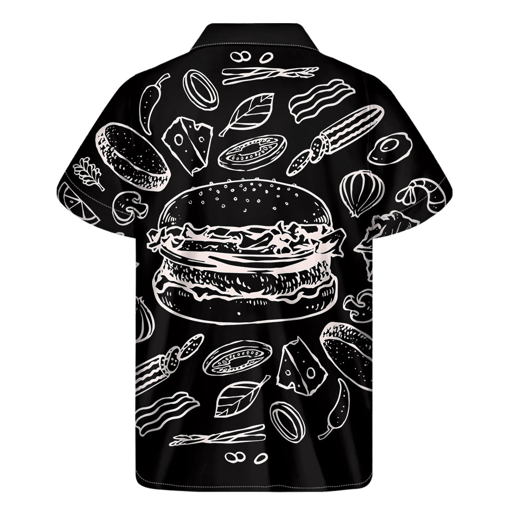 Black And White Hamburger Print Men's Short Sleeve Shirt