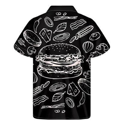 Black And White Hamburger Print Men's Short Sleeve Shirt