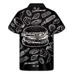 Black And White Hamburger Print Men's Short Sleeve Shirt