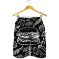 Black And White Hamburger Print Men's Shorts
