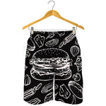 Black And White Hamburger Print Men's Shorts