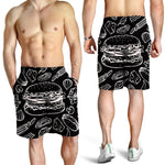 Black And White Hamburger Print Men's Shorts