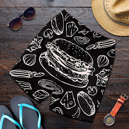 Black And White Hamburger Print Men's Shorts