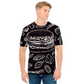 Black And White Hamburger Print Men's T-Shirt