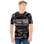 Black And White Hamburger Print Men's T-Shirt