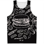 Black And White Hamburger Print Men's Tank Top
