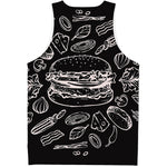 Black And White Hamburger Print Men's Tank Top