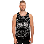 Black And White Hamburger Print Men's Tank Top