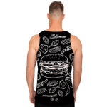 Black And White Hamburger Print Men's Tank Top