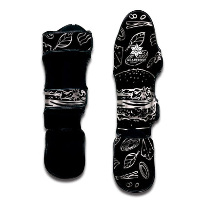 Black And White Hamburger Print Muay Thai Shin Guard