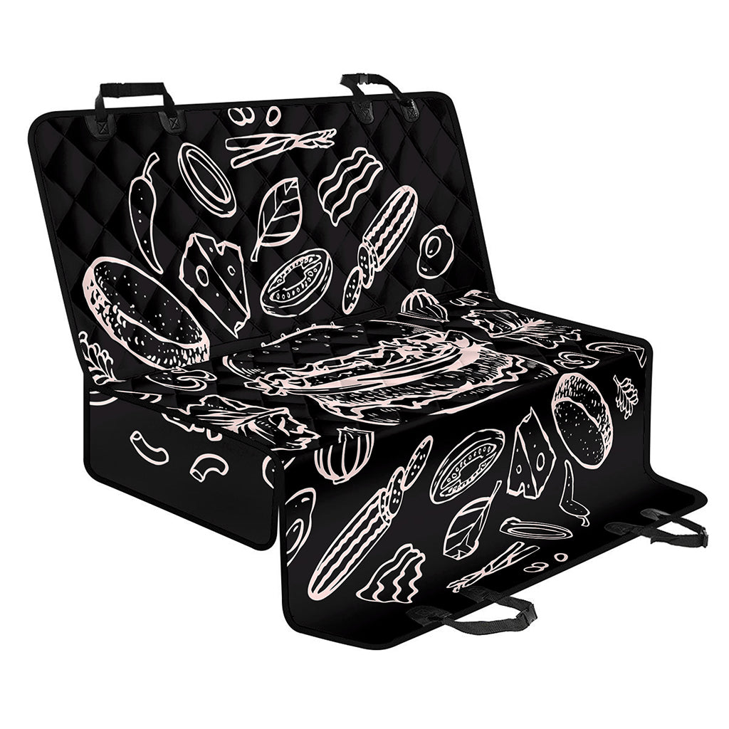 Black And White Hamburger Print Pet Car Back Seat Cover