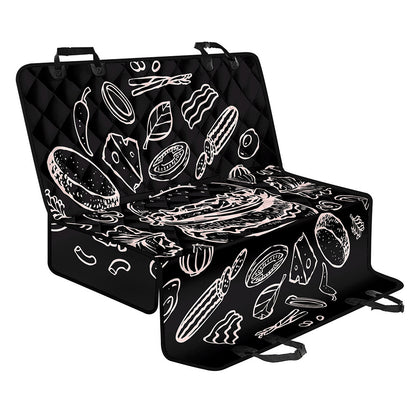 Black And White Hamburger Print Pet Car Back Seat Cover