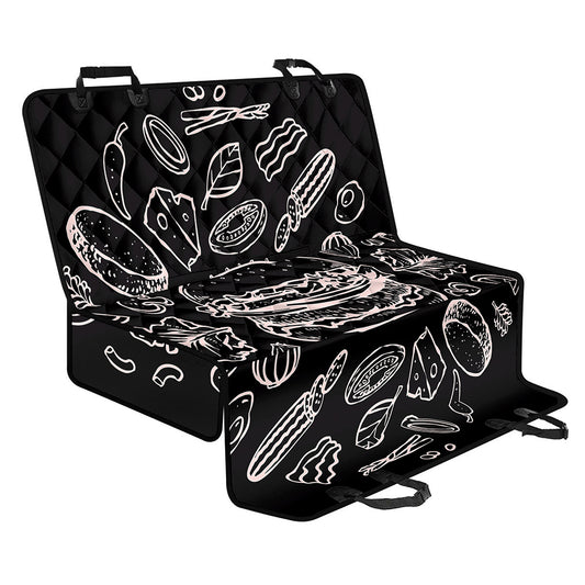 Black And White Hamburger Print Pet Car Back Seat Cover