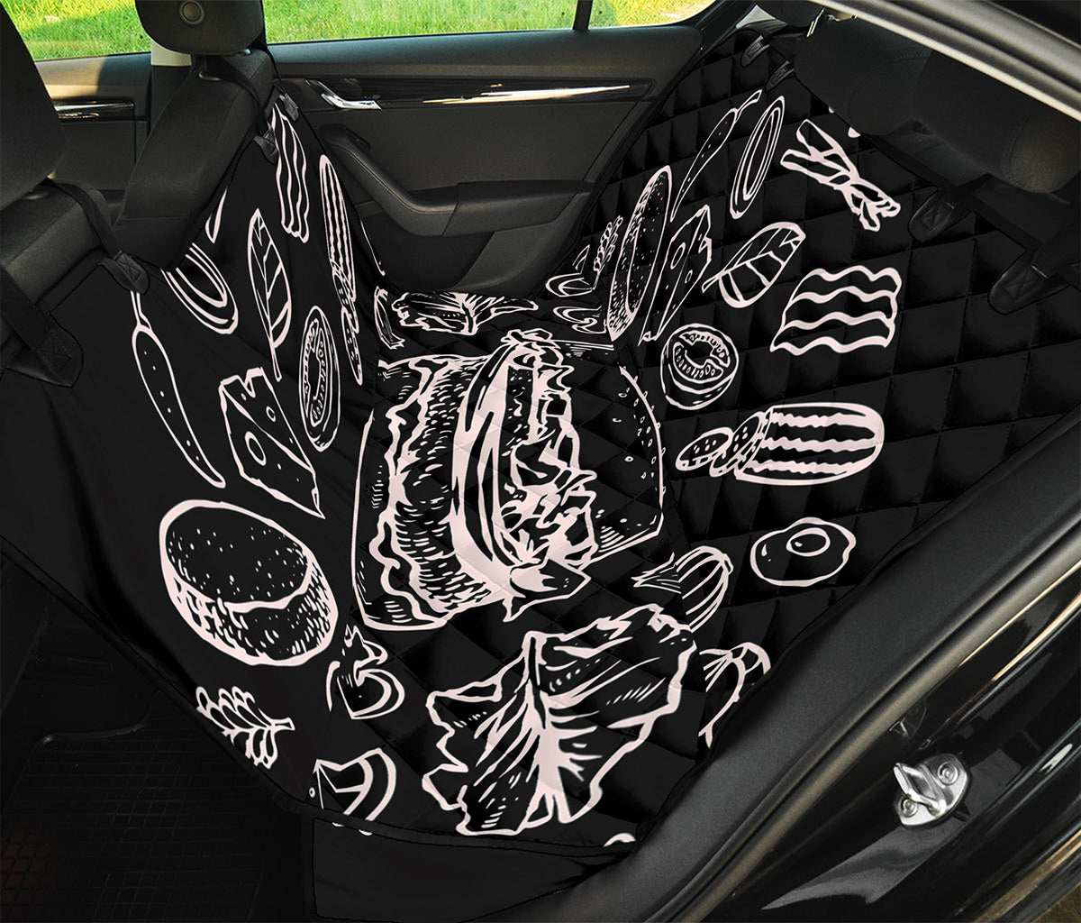Black And White Hamburger Print Pet Car Back Seat Cover