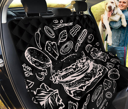 Black And White Hamburger Print Pet Car Back Seat Cover