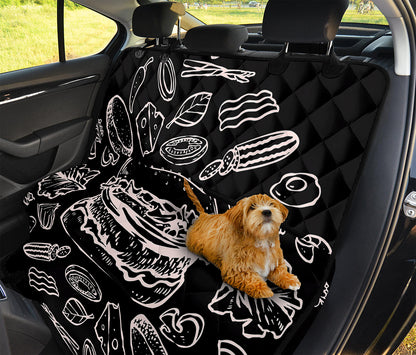 Black And White Hamburger Print Pet Car Back Seat Cover