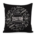 Black And White Hamburger Print Pillow Cover