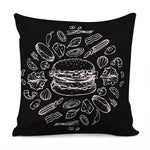 Black And White Hamburger Print Pillow Cover