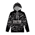 Black And White Hamburger Print Pullover Hoodie