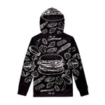 Black And White Hamburger Print Pullover Hoodie