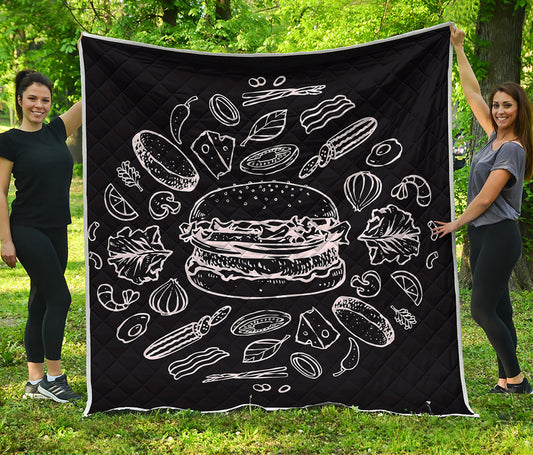 Black And White Hamburger Print Quilt