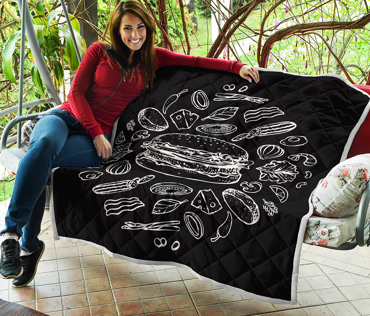 Black And White Hamburger Print Quilt