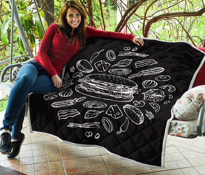 Black And White Hamburger Print Quilt