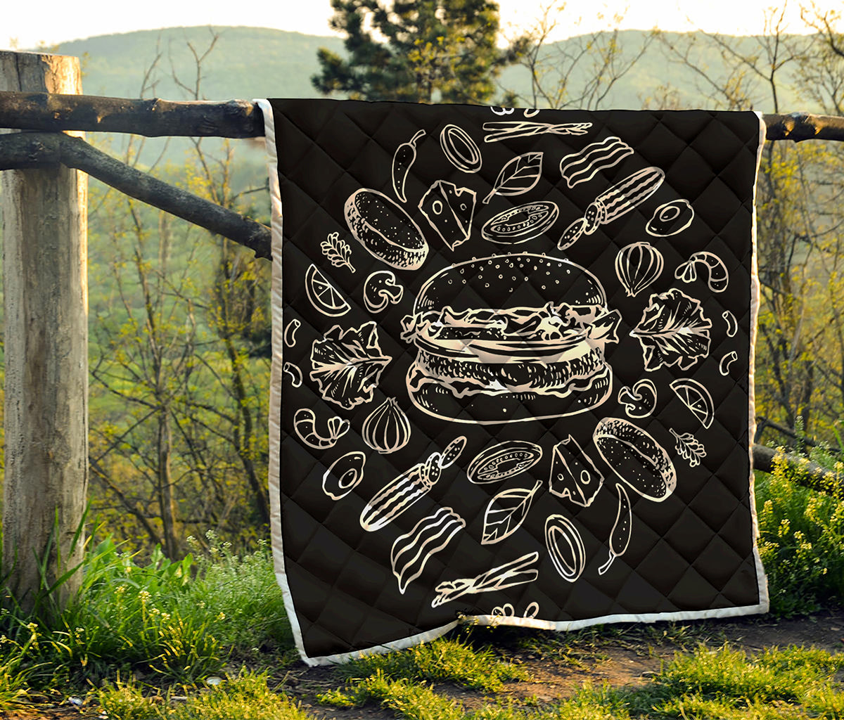 Black And White Hamburger Print Quilt