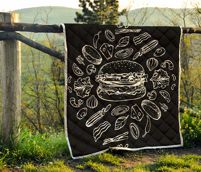 Black And White Hamburger Print Quilt
