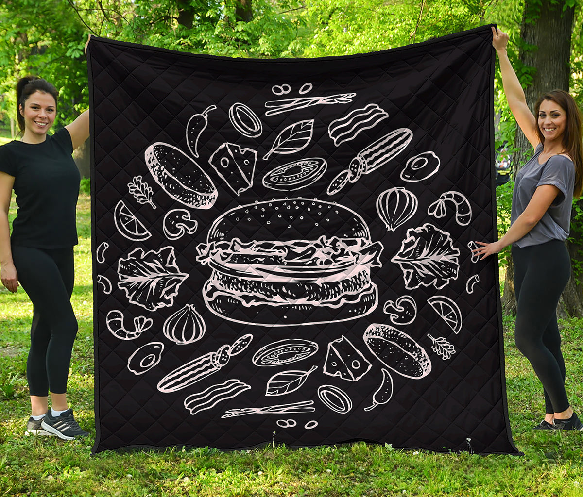 Black And White Hamburger Print Quilt