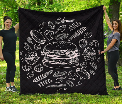 Black And White Hamburger Print Quilt