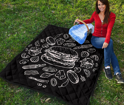 Black And White Hamburger Print Quilt