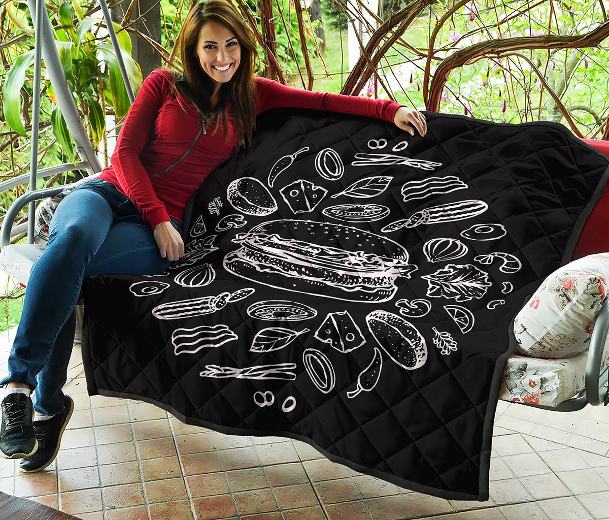 Black And White Hamburger Print Quilt