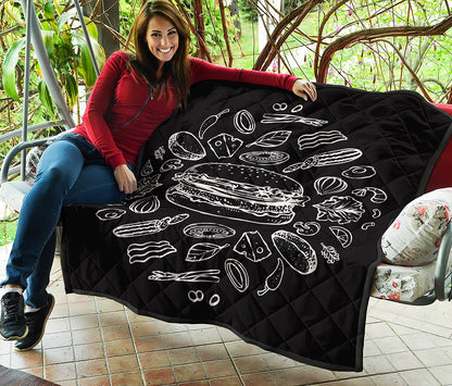 Black And White Hamburger Print Quilt
