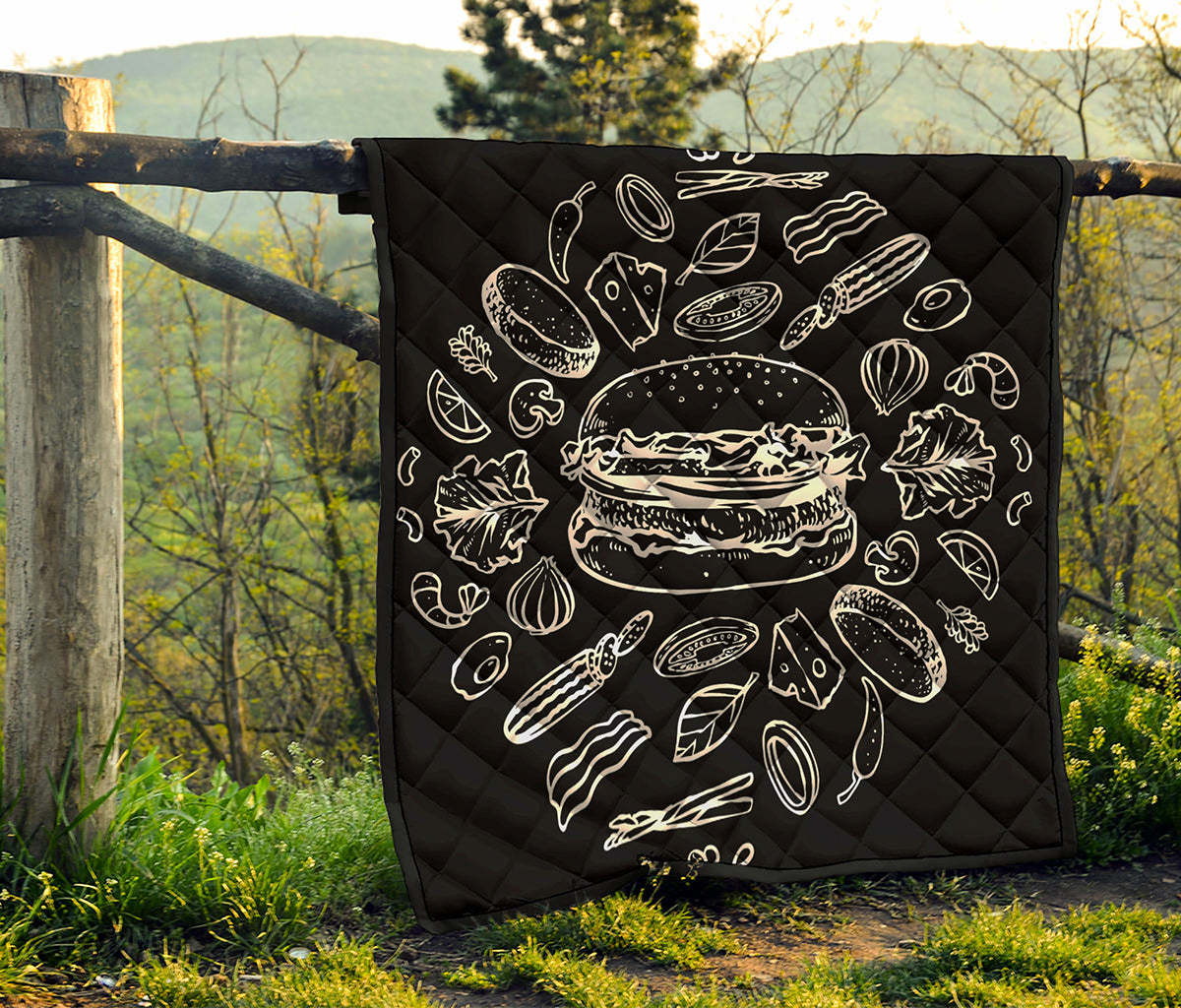Black And White Hamburger Print Quilt